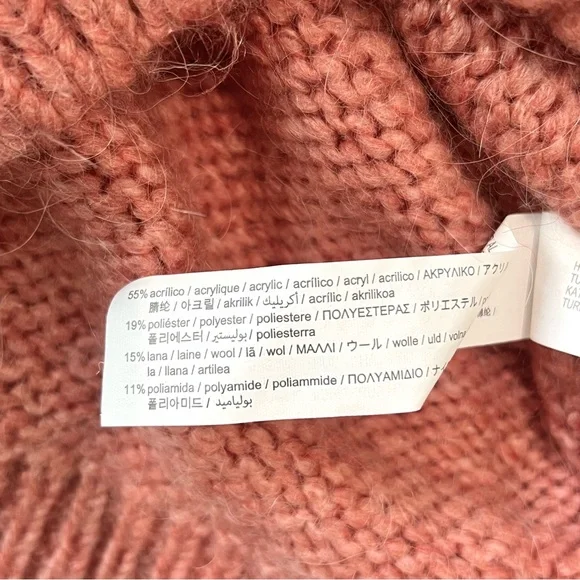 Zara Man Coral Ribbed Knit Pullover Sweater Size Medium - Picture 7 of 9